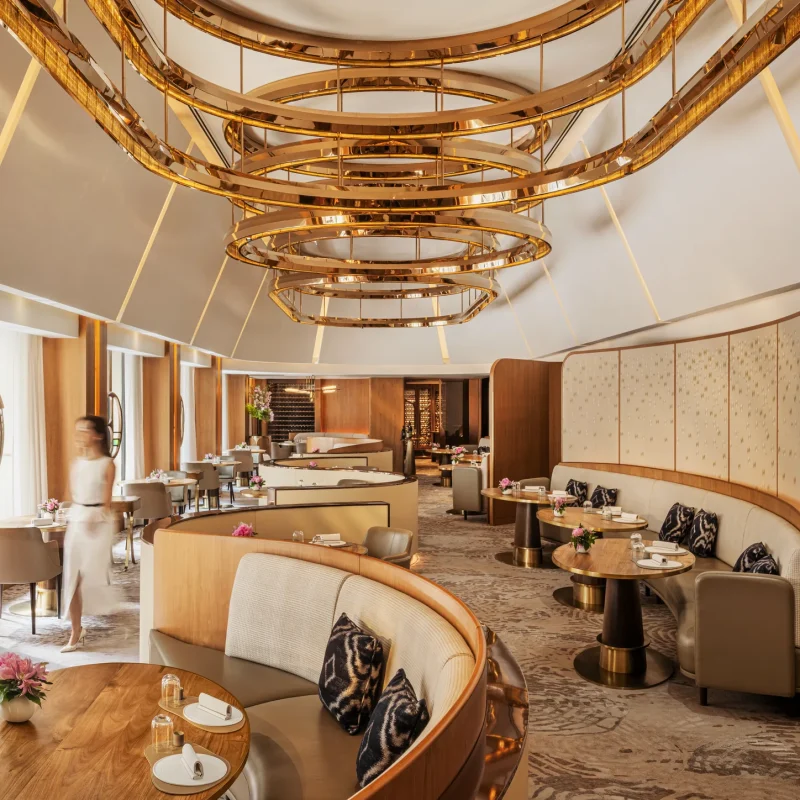 Amber dining room. Chef Richard Ekkebus. Courtesy of Amber / The Forks & Spoons.